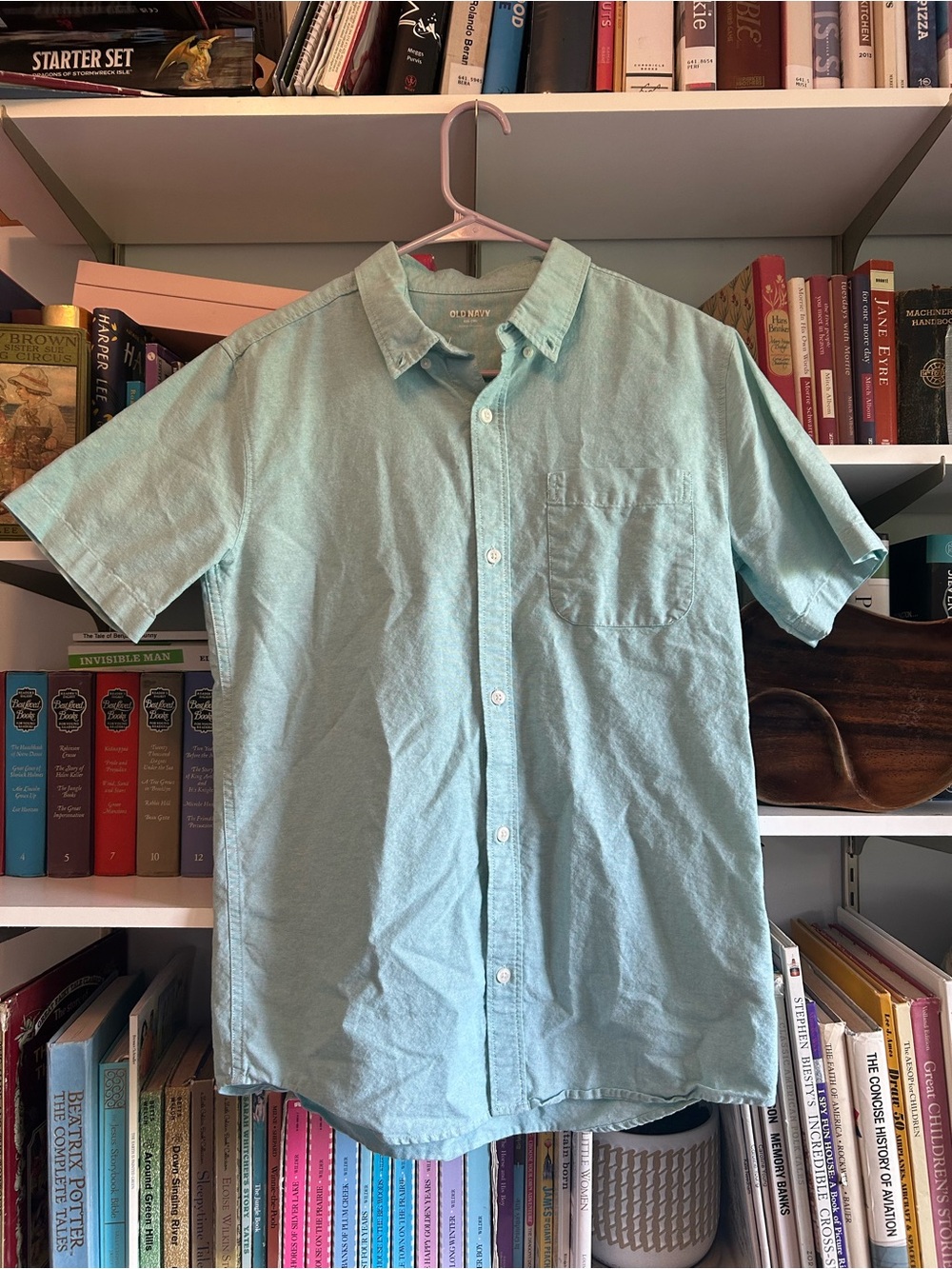 Old Navy Light Teal Short-Sleeve Button-Down Shirt